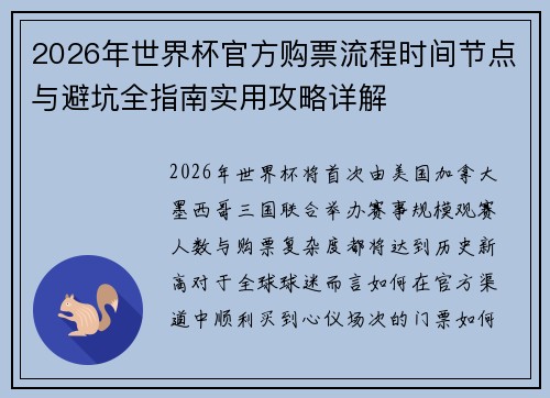2026年世界杯官方购票流程时间节点与避坑全指南实用攻略详解 2026年世界杯官方购票流程时间节点与避坑全指南实用攻略详解